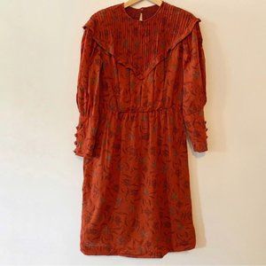 Vintage Handmade Printed Long Sleeve Dress